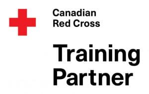 The image features the Canadian Red Cross logo with a red cross symbol. Beside the logo, the text reads "Canadian Red Cross" and below it in larger bold letters, "Training Partner". The background is white.