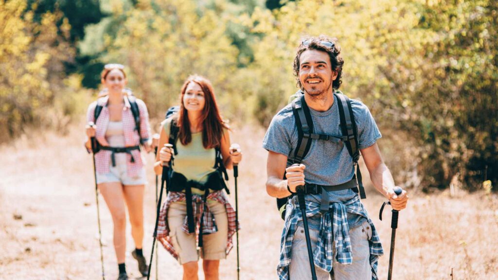 Three Friends enjoying a hike together