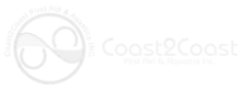 Logo of coast2coast metal & transport featuring a stylized gear and bicycle chain encircling the company name in modern typeface.