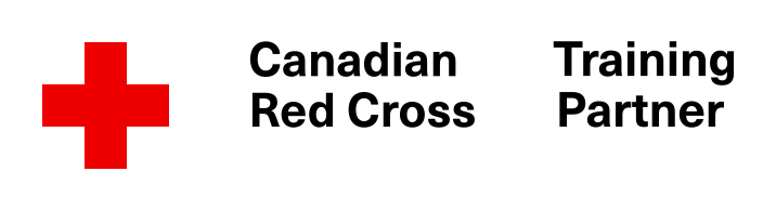 A red cross symbol is on the left, with "Canadian Red Cross" and "Training Partner" written in bold black text on the right against a white background.