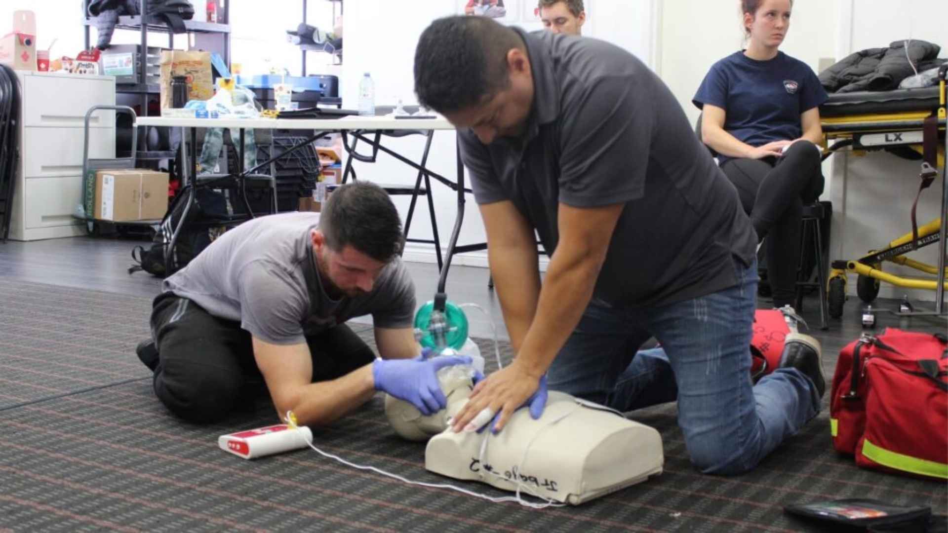 students in a first aid course