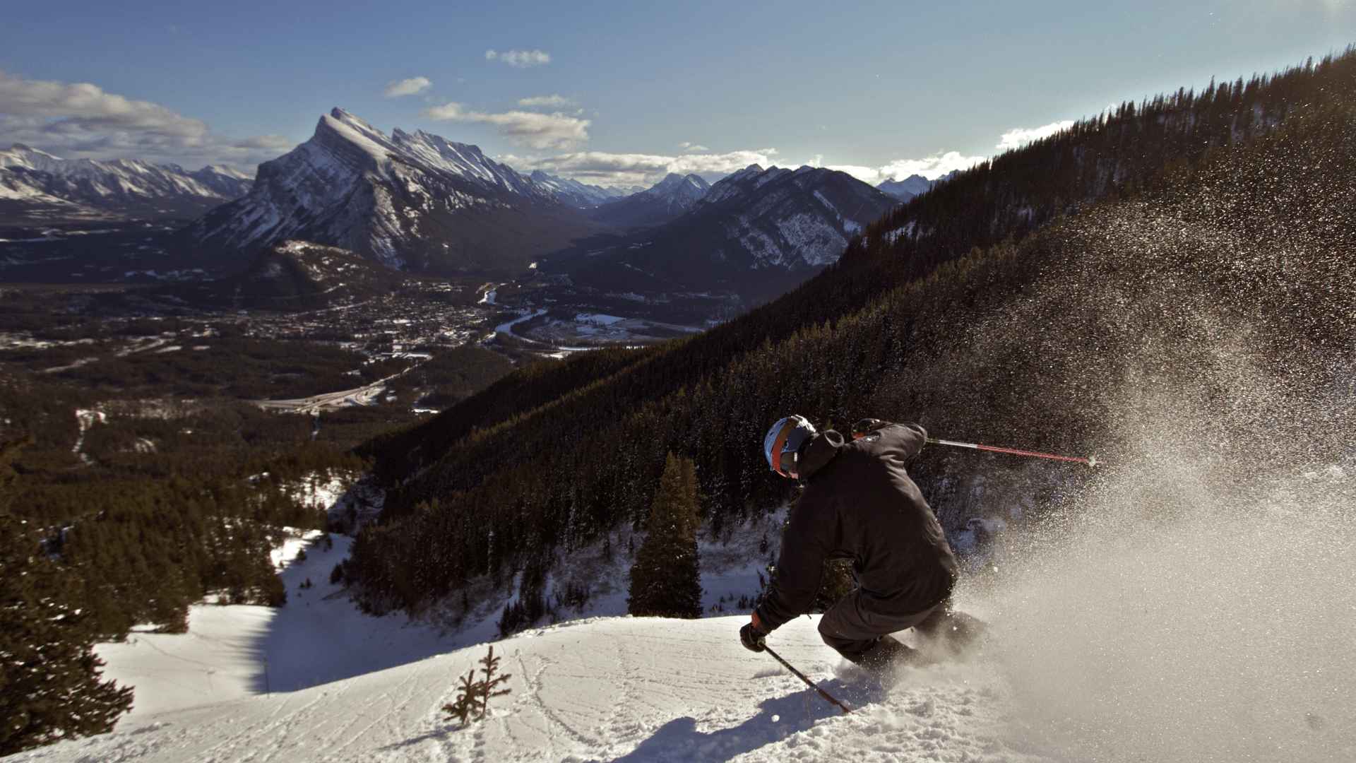 Person skiing on the mountains