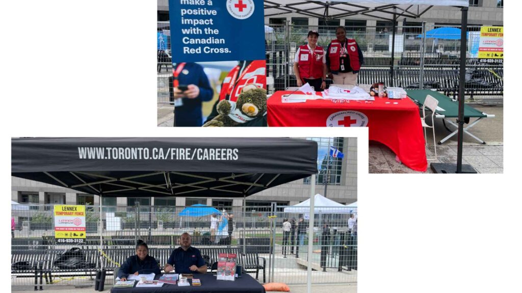 The Canadian red cross and fire service department.