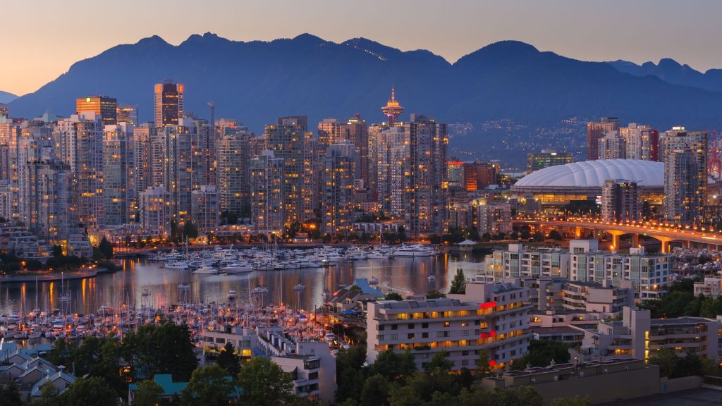 Vancouver BC skyline with Coast2Coast First Aid and CPR certification training locations