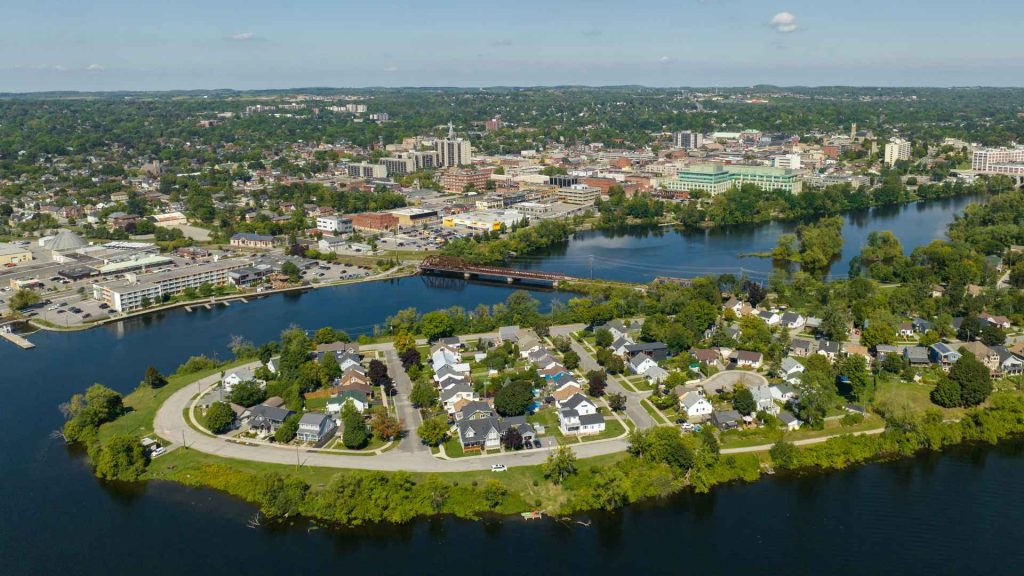 aerial view of peterborough, ontario